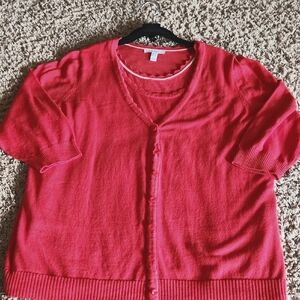 Isaac Mizrah LIVE Women's Red 2 Piece Sweater Set Size 1X